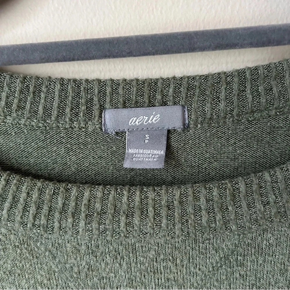 Aerie Olive Green Long Sleeve Crewneck Pullover Sweatshirt Women’s Size Small - Picture 4 of 7